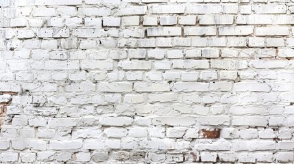 Obraz premium White painted old brick Wall panoramic background - generative ai