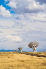 The Very Large Array VLA in New Mexico, satellite dish in the sky, 