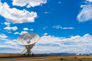 The Very Large Array VLA in New Mexico, satellite dish in the sky, 