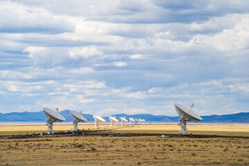 The Very Large Array VLA in New Mexico, satellite dish in the sky