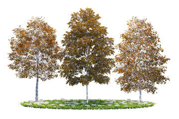 A tree stands in a meadow. 3D rendered image.