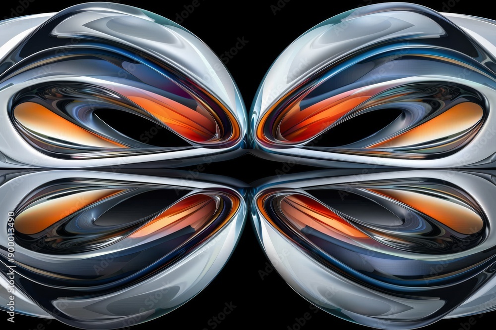 Poster futuristic abstract composition with metallic shapes dynamic and vibrant design modern and sleek vis