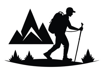 hiking silhouette vector illustration 