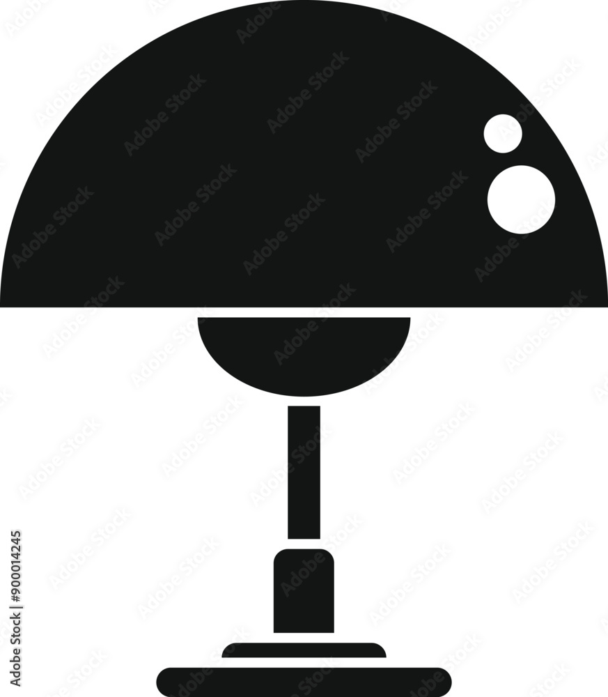 Poster simple black silhouette of a modern design table lamp with round lampshade standing on a surface