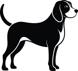 Beagle dog silhouette vector on a white background