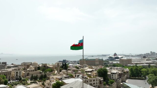 Baku city. Republic of Azerbaijan. View of Baku from a drone