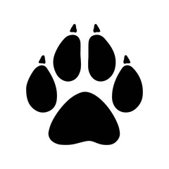 Dog paw print clip art design on plain white transparent isolated background for card, shirt, hoodie, sweatshirt, apparel, card, tag, mug, icon, poster or badge