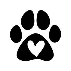 Dog paw print clip art design on plain white transparent isolated background for card, shirt, hoodie, sweatshirt, apparel, card, tag, mug, icon, poster or badge