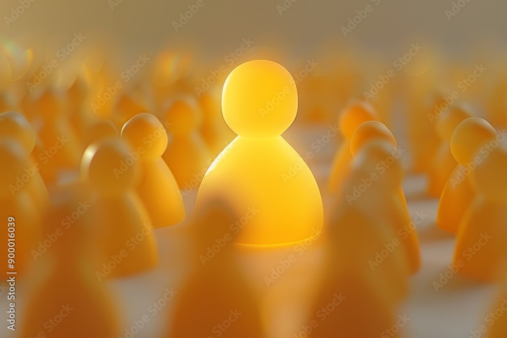 Aufkleber golden figure standing out among a group symbolic and inclusive setting vibrant and dynamic atmosphe