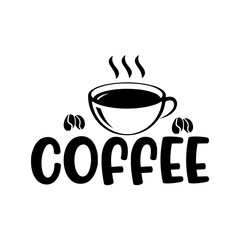 Coffee typography clip art design on plain white transparent isolated background for card, shirt, hoodie, sweatshirt, apparel, card, tag, mug, icon, poster or badge