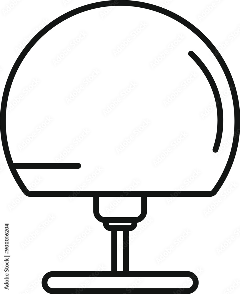 Poster modern desk lamp with round lampshade standing on floor icon, outline style