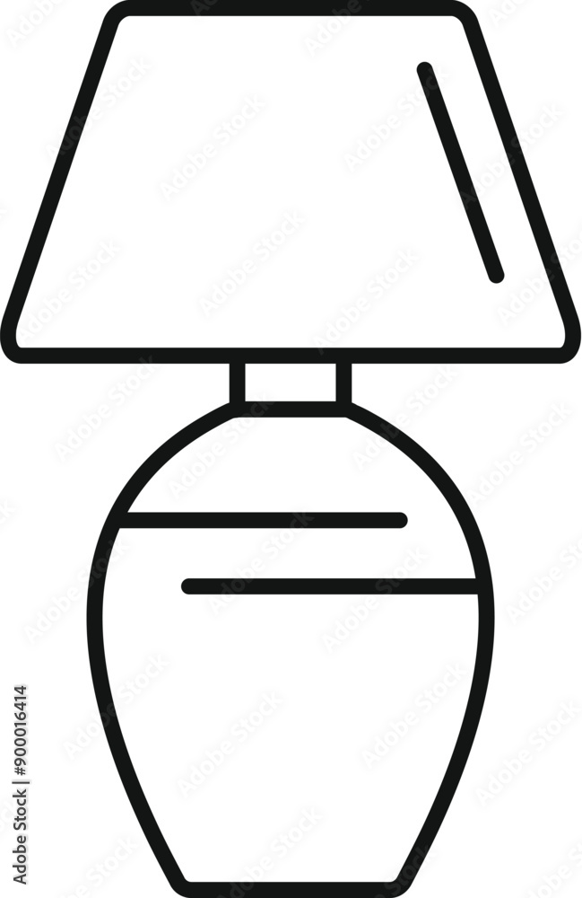 Poster simple outline icon representing a modern table lamp, perfect for design projects related to home de