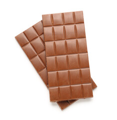Tasty chocolate bars isolated on white background