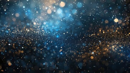 Obraz premium background of abstract glitter lights. blue, gold and black. de focused. banner - generative ai