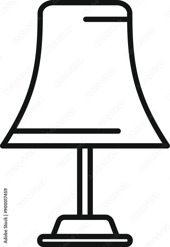 Poster simple outline icon style drawing of a table lamp standing on the floor