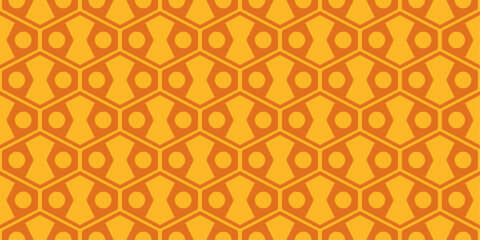 A pattern of orange squares with circles in the middle