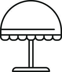 Simple line drawing of a beach umbrella providing shade on a sunny day