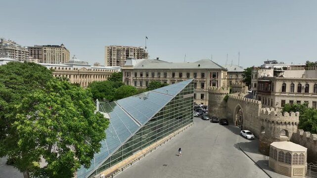 Baku city. Republic of Azerbaijan. View of Baku from a drone