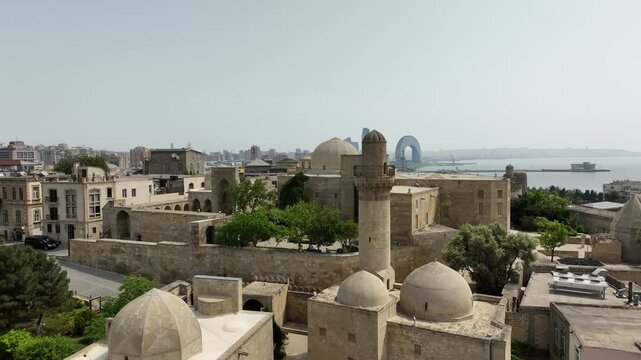 Baku city. Republic of Azerbaijan. View of Baku from a drone