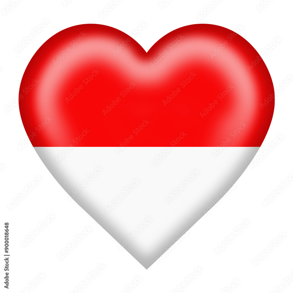 Poster monaco flag heart button isolated on white with clipping path
