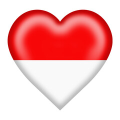 Monaco flag heart button isolated on white with clipping path
