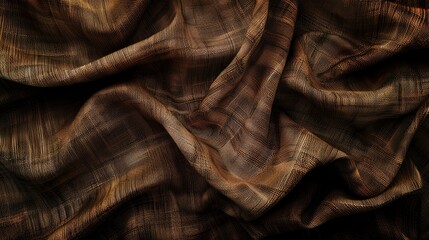 Fototapeta premium Dark brown fabric texture material fabric background - generative ai