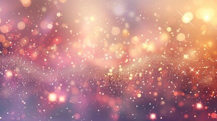 Glittering gradient background with hologram effect and magic lights. Holographic abstract fantasy backdrop with fairy sparkles, gold stars and festive blurs - generative ai