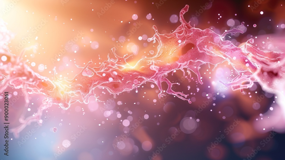 Poster abstract glowing light waves flowing through a colorful background, creating a mesmerizing visual di