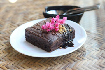 chocolate cake at a coffee shop