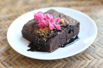 chocolate cake at a coffee shop