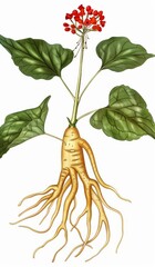 Ginseng illustration, clip art for sublimation, white background, png transparent image 