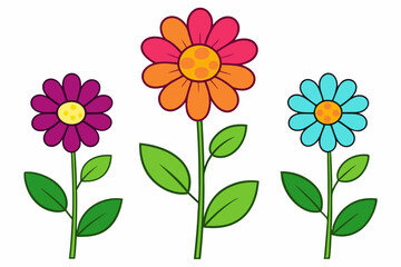 Set of flat icon coloring flower