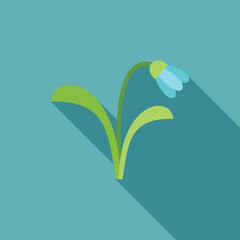 Minimalist illustration of a snowdrop flower growing, perfect for spring projects
