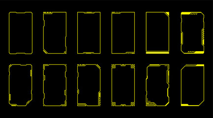 Abstract frames yellow technology futuristic interface hud vector design. © photostockatinat