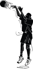 Obraz premium the vector sketch of the basketball player throwing a basketball