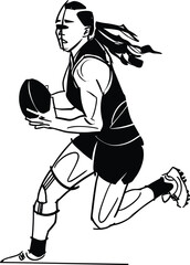 vector sketch of the rugby player with rugby ball