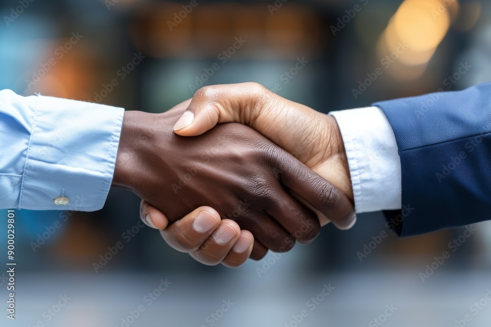 Poster close up of handshake collaborative and professional theme sharp and focused visual