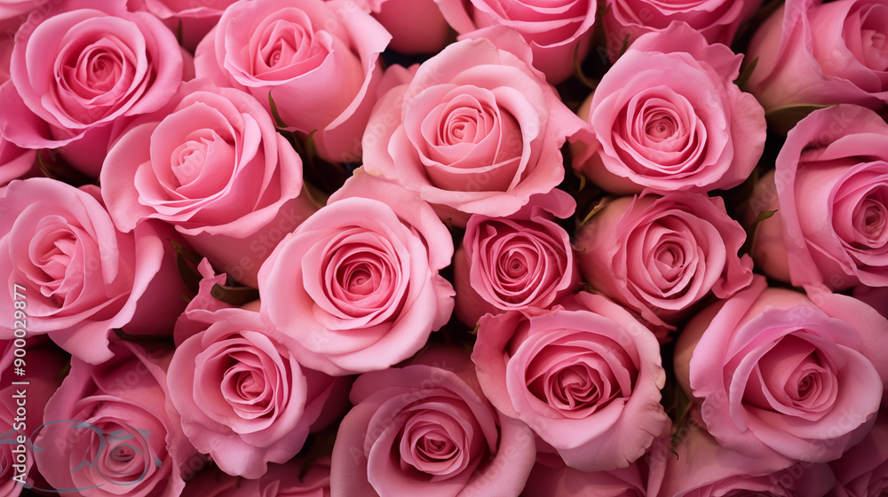 Poster Abundant Display Of Pink Roses With Rich Texture And Color