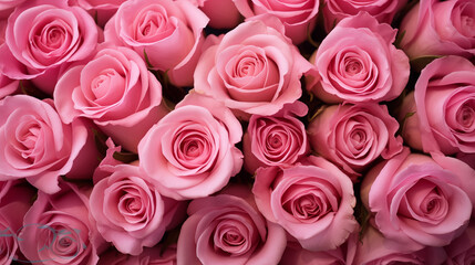 Naklejka premium Abundant Display Of Pink Roses With Rich Texture And Color