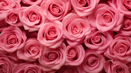 Naklejka premium Elegant Arrangement Of Vibrant Pink Roses With A Detailed Focus On Petals