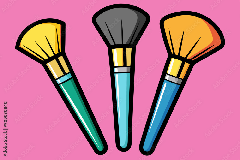 Wall mural Brushes for makeup of different shapes vector