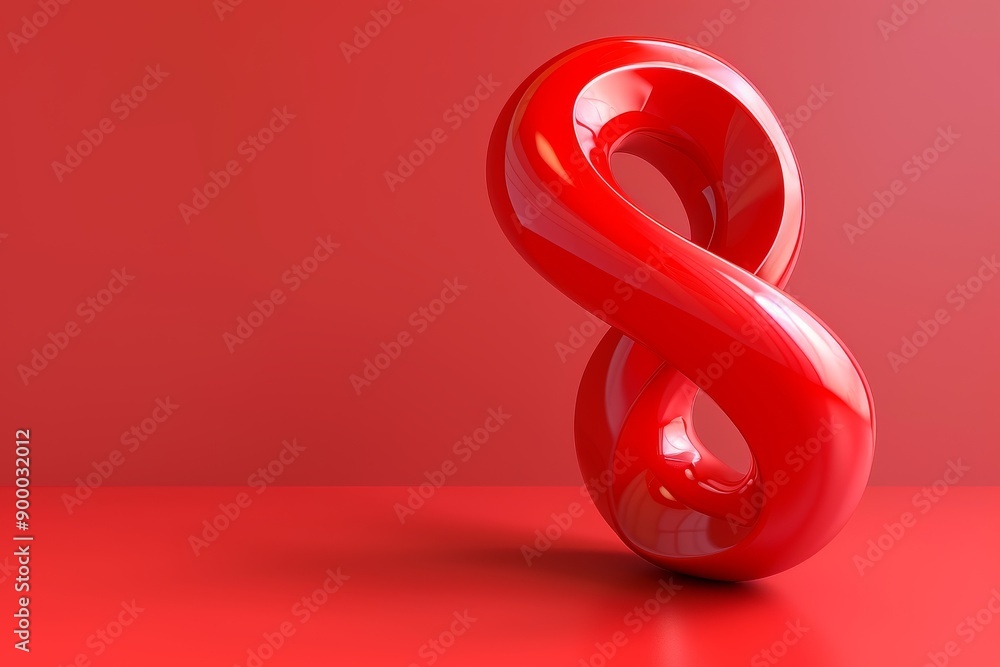 Poster red infinity symbol against a matching background symbolizing endless possibilities and modern desig