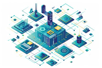 Fototapeta premium Conceptual Technology Flat Illustration created with Generative AI