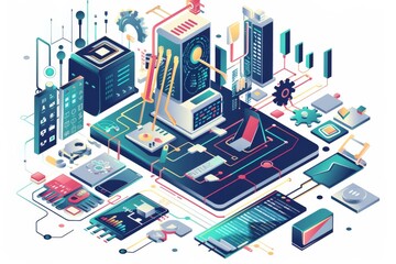 Conceptual Technology Flat Illustration created with Generative AI