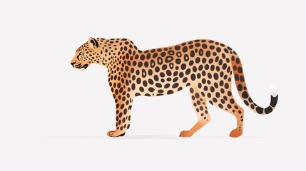 Leopard in Profile: A majestic leopard, rendered in exquisite detail, stands majestically in profile against a white background. Its captivating gaze and intricate spots evoke a sense of wild beauty a