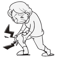 シニア_膝が痛い高齢女性のイラスト