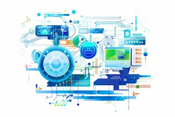 Conceptual Technology Flat Illustration created with Generative AI