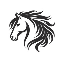 Black and White Horse , Horse head , vector illustration