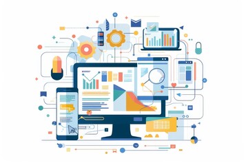 Conceptual Technology Flat Illustration created with Generative AI