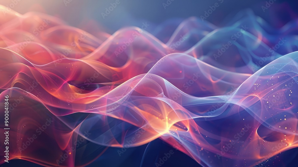 Poster abstract background with transparent shapes and glowing edges, representing innovation.